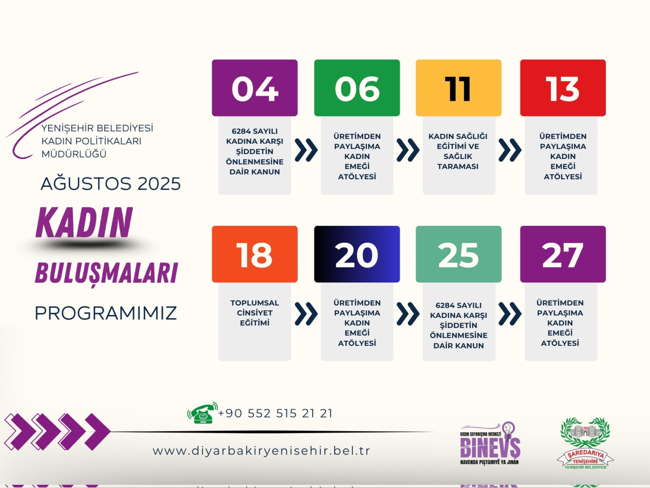 Ağustos ayı boyunca kadınlar için dopdolu, güçlendirici ve birleştirici etkinliklerle buluşuyoruz!