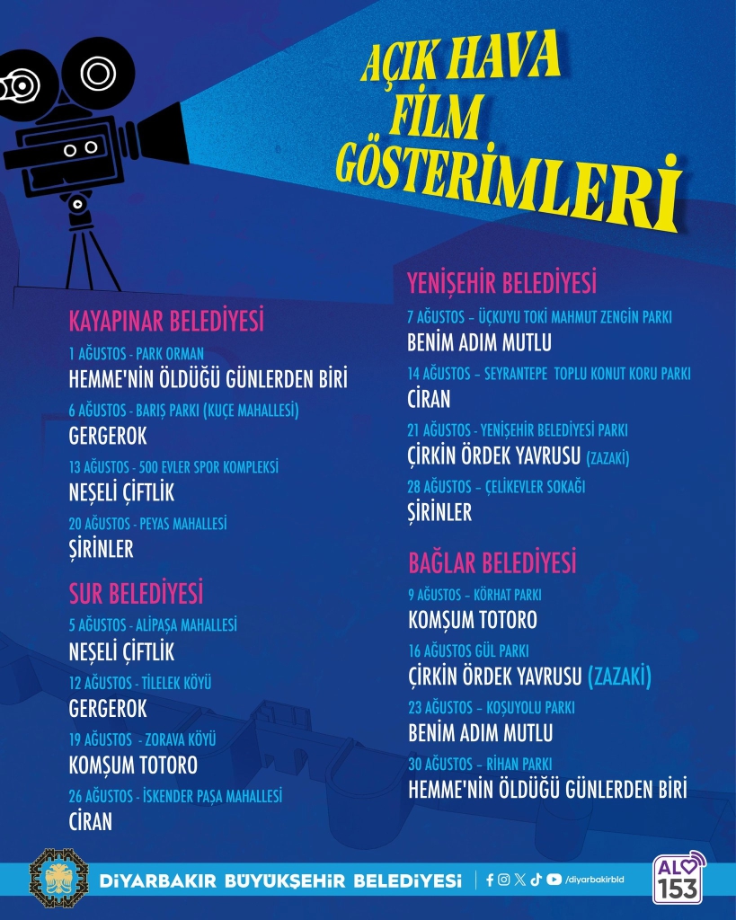 Büyükşehir Belediyemiz iş birliğiyle Yenişehir ilçemizde Açık Hava Film Gösterimleri başlıyor!