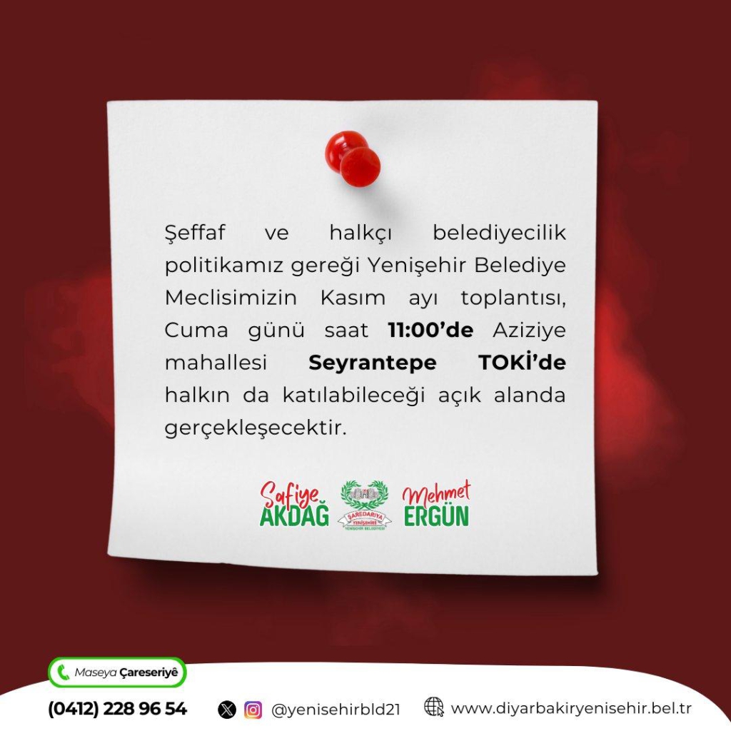 Kasım Ayı Meclis Toplantısını Halk Katılımıyla Gerçekleştiriyoruz