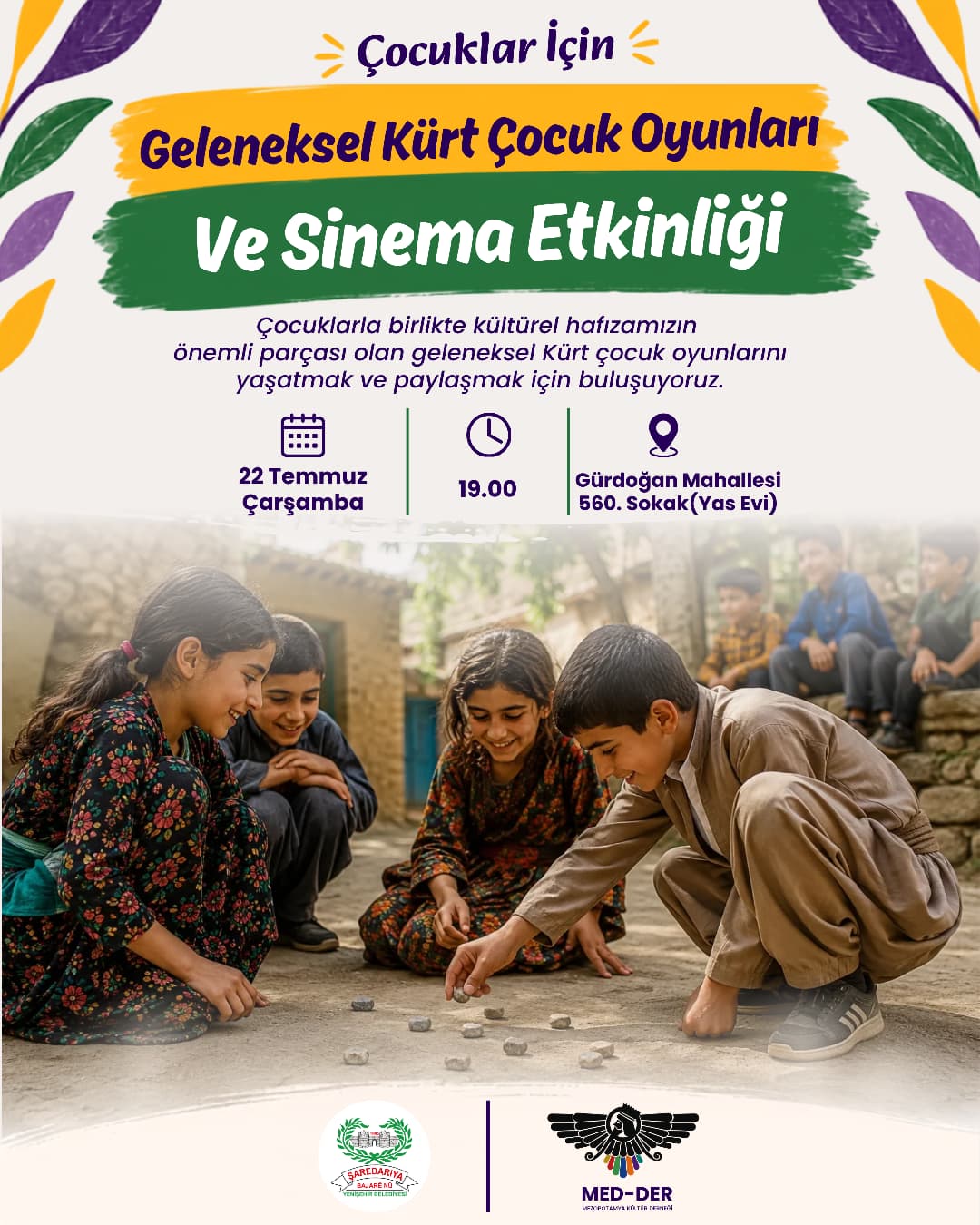 Çocuklar için Geleneksel Kürt Çocuk Oyunları ve Sinema Etkinliği